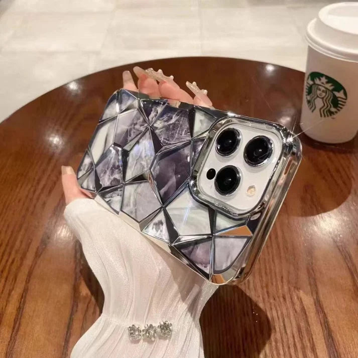 3D Diamond Design Marble Stone Phone Cover