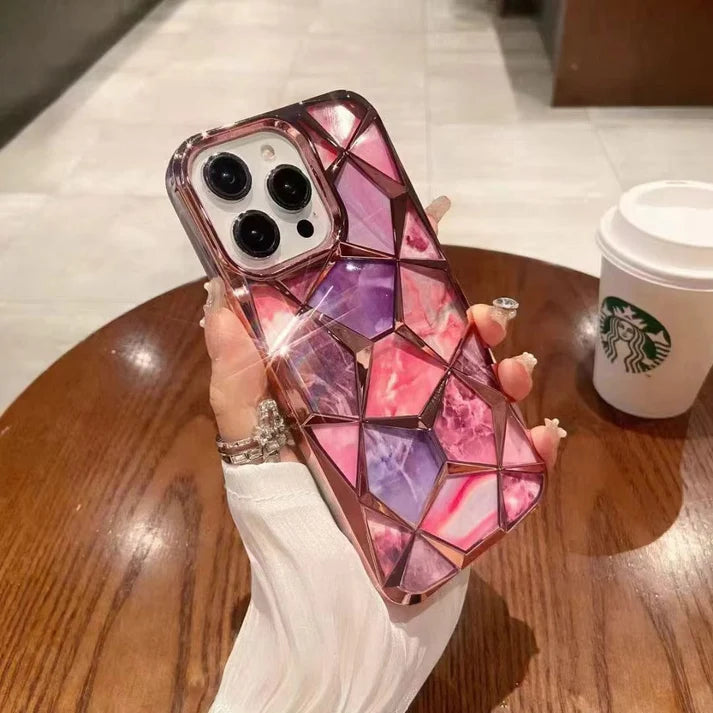 3D Diamond Design Marble Stone Phone Cover
