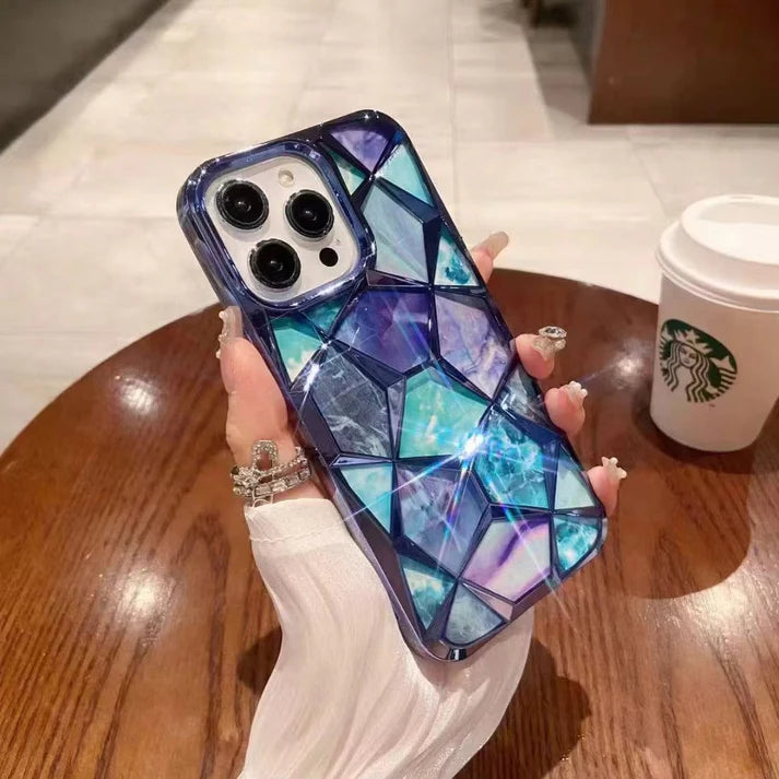 3D Diamond Design Marble Stone Phone Cover