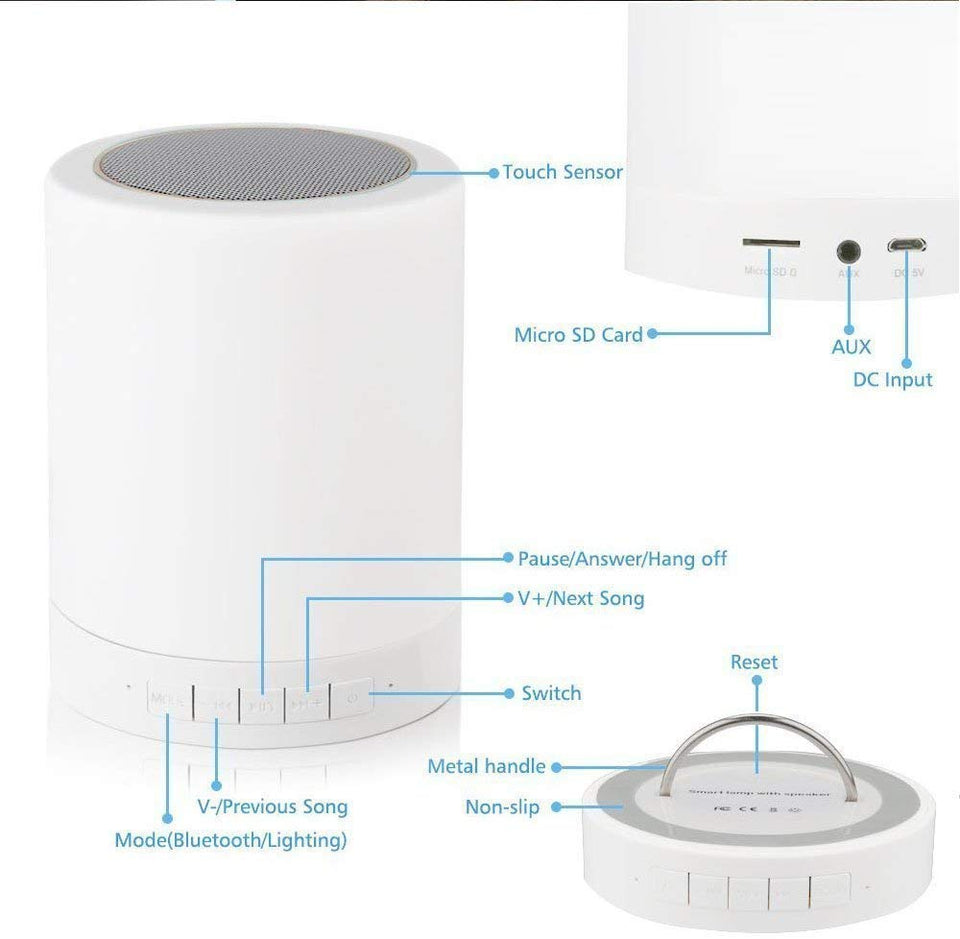 Wireless Bluetooth Portable Speaker with LED Color Changing (Multicolour)