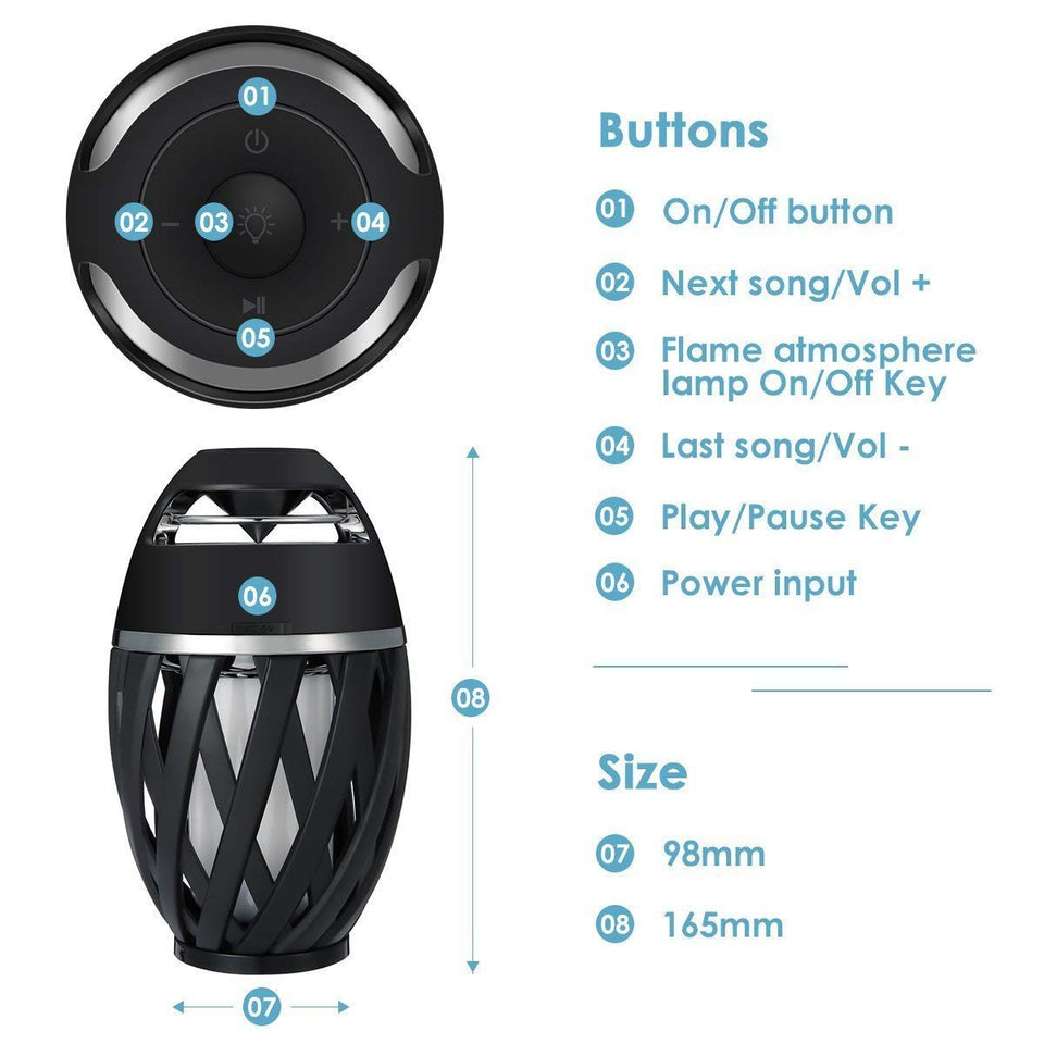 LED Flame HD Atmosphere Wireless Bluetooth Speaker - Portable