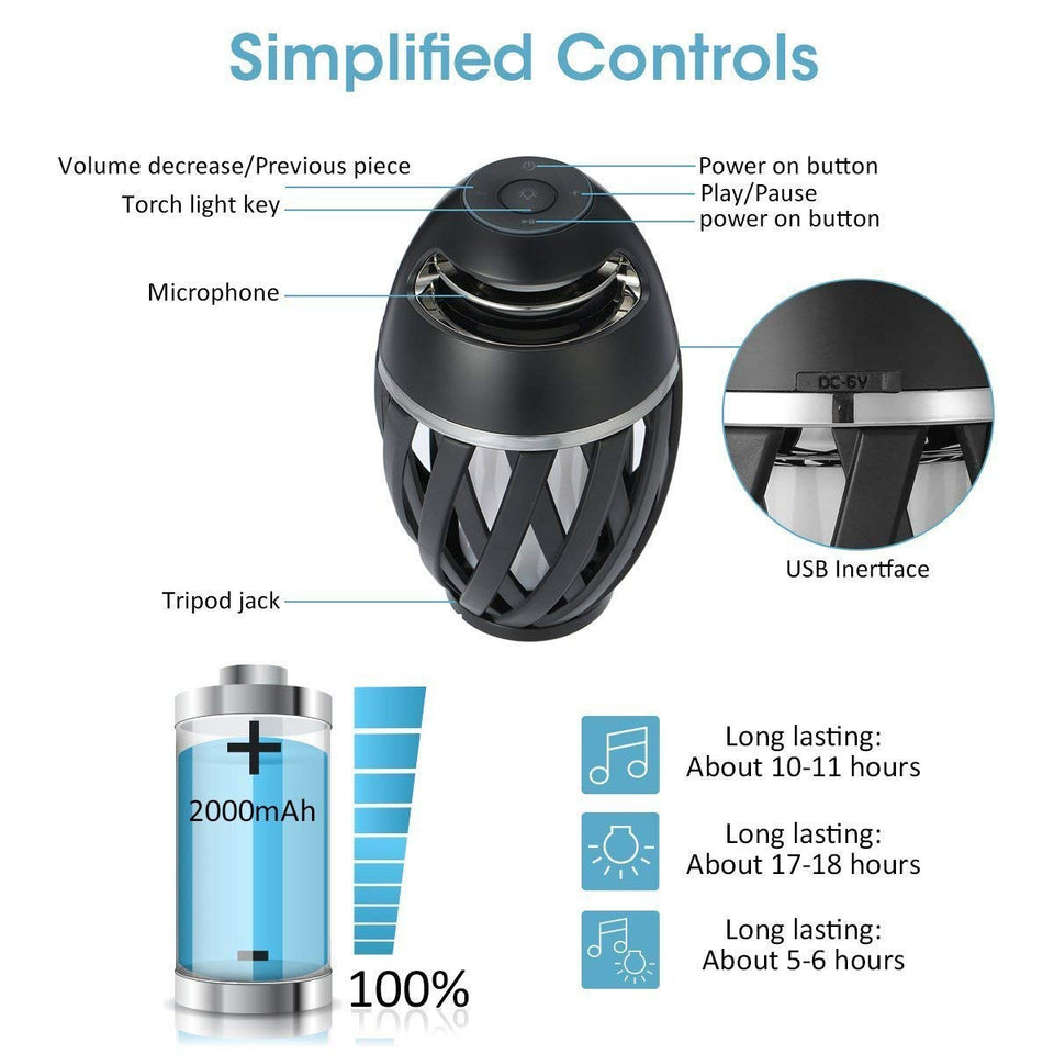 LED Flame HD Atmosphere Wireless Bluetooth Speaker - Portable