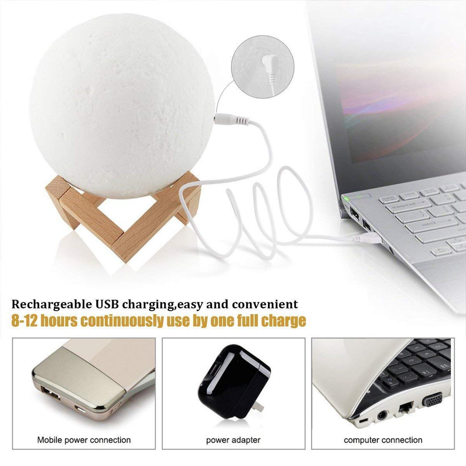 3D Moon Lamp with Stand