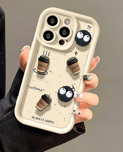 Back Case Cover Cute Fun Cartoon 3D Ball Coffee Silicone Case