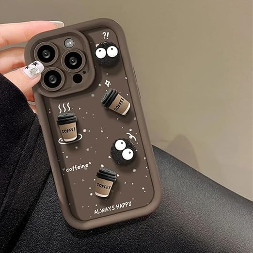 Back Case Cover Cute Fun Cartoon 3D Ball Coffee Silicone Case