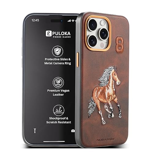 Mobile Cover - Horse Embroidery - Anti Scratch Phone Cover Vegan Leather