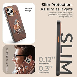 Mobile Cover - Horse Embroidery - Anti Scratch Phone Cover Vegan Leather
