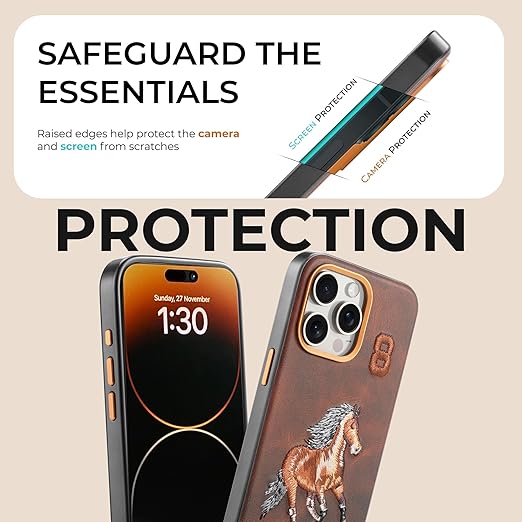 Mobile Cover - Horse Embroidery - Anti Scratch Phone Cover Vegan Leather