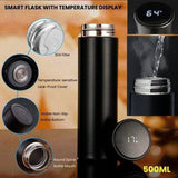 Stainless Steel Water Bottle with Smart LED Temperature Display