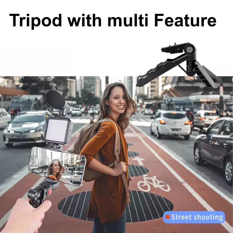 Camera Video Recording Vlogging Kit for Video Making, Mic, Mini Tripod Stand, LED Light & Phone Holder Clip for Making Videos Podcasting